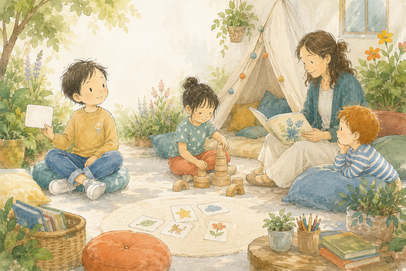 Children participating in a gentle reading space